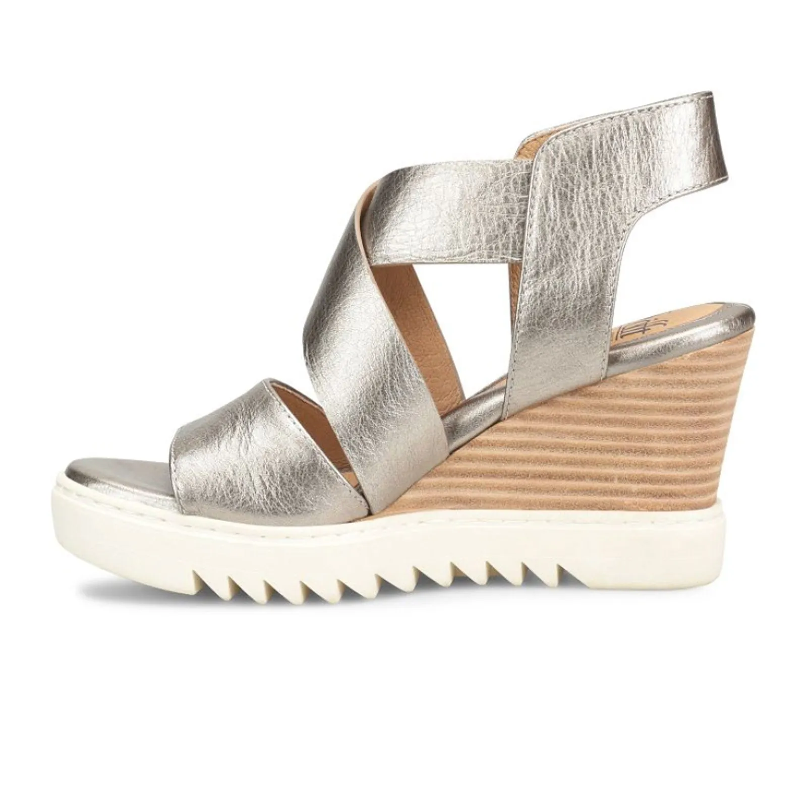 Sofft Uxley Wedge Sandal (Women) - Grey Gold