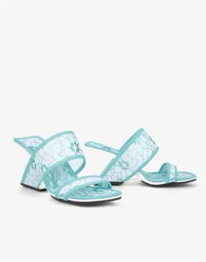 Sonia Blue Upper Lace Leather Mules