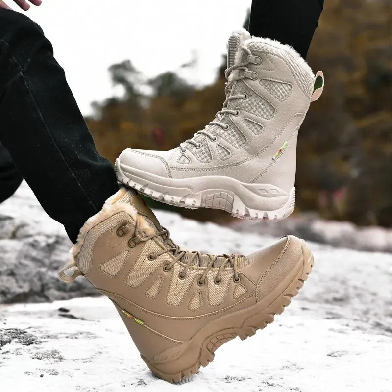 Warm Plush Lace-Up Snow Boots