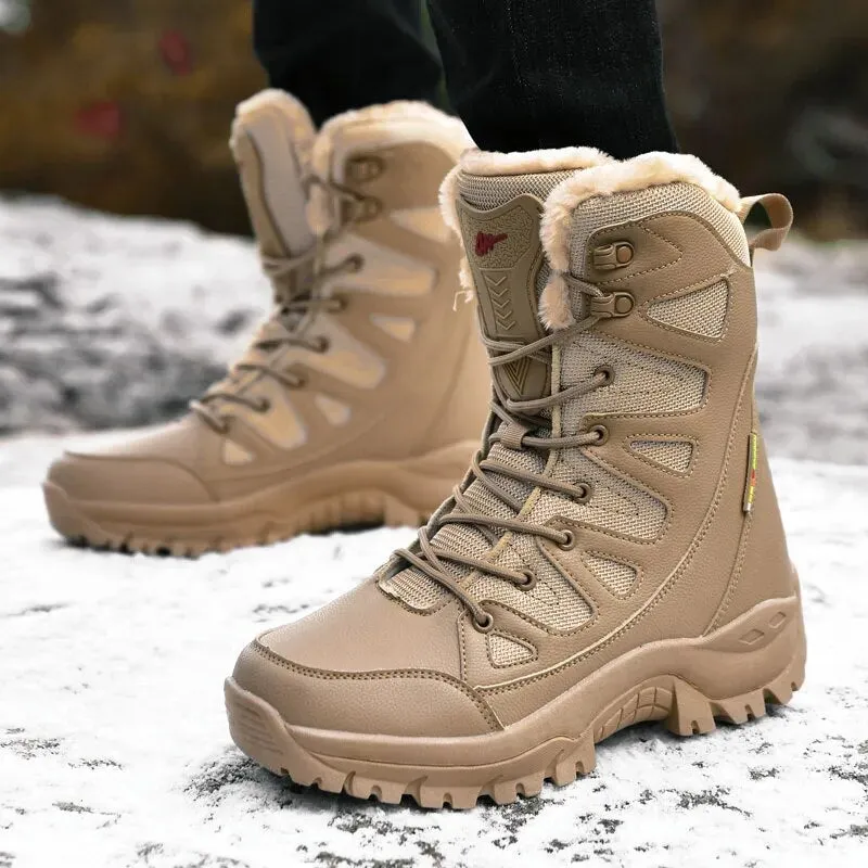 Warm Plush Lace-Up Snow Boots