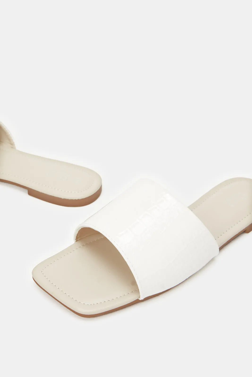 Women White Patent Mule