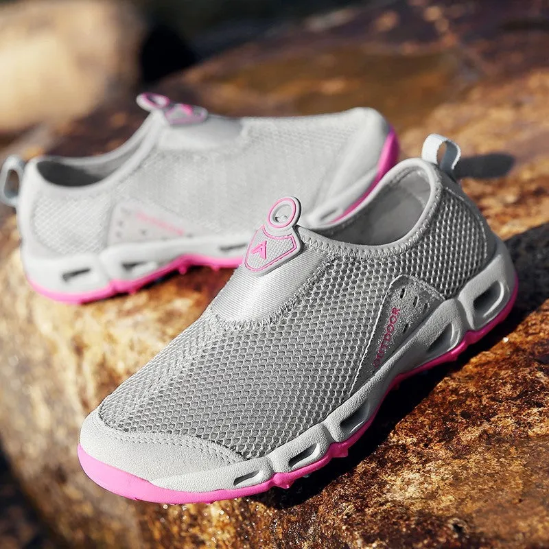 Women's breathable flat wide hiking tennis sneakers