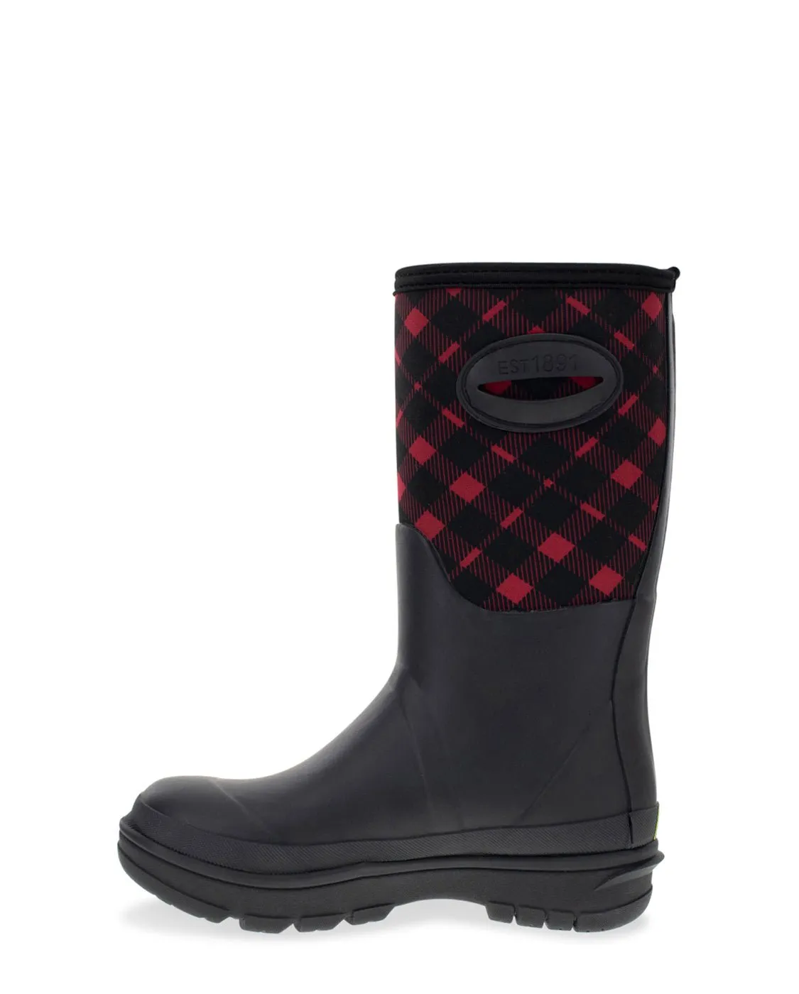 Women's Buffalo Check Neoprene Mid Cold Weather Boot - Black