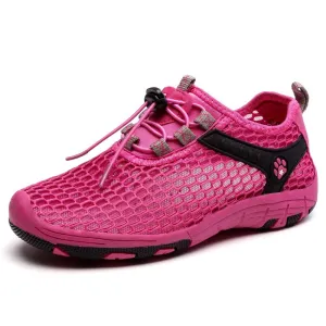 Women's hollowed-out breathable lightweight flat hiking sneakers