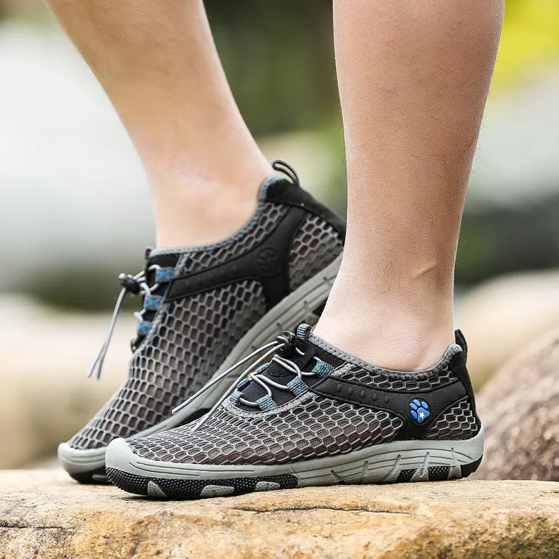 Women's hollowed-out breathable lightweight flat hiking sneakers